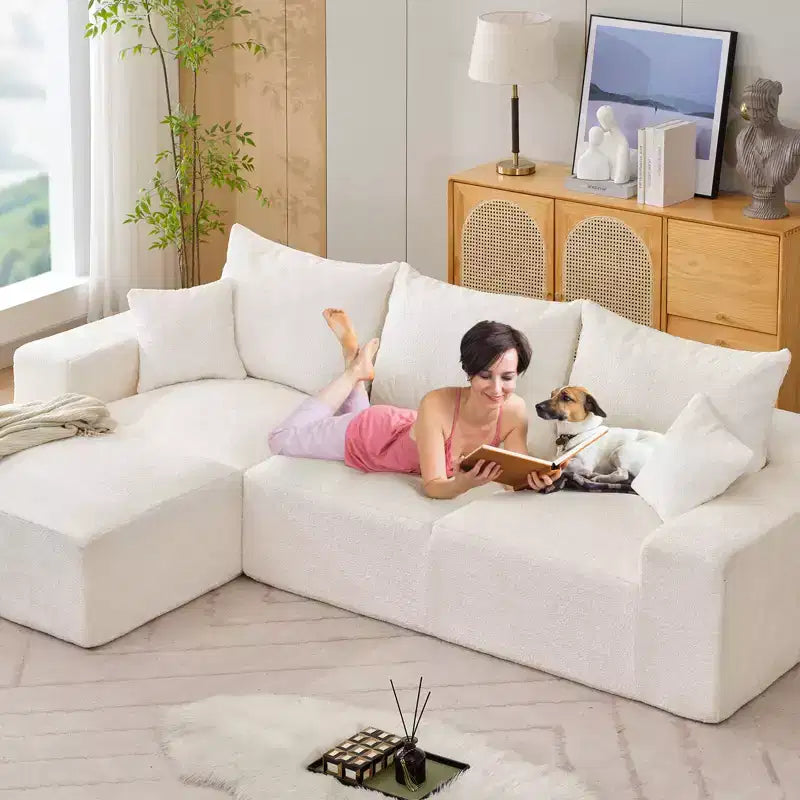 110'' Modular Sectional Sofa  L-Shaped Cloud Couch with Chaise, Deep Seat Chenille Sofa, No Assembly