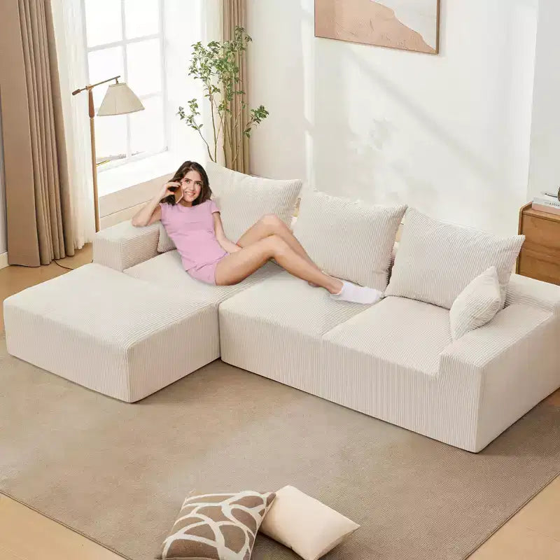 110'' Modular Sectional Sofa  L-Shaped Cloud Couch with Chaise, Deep Seat Chenille Sofa, No Assembly