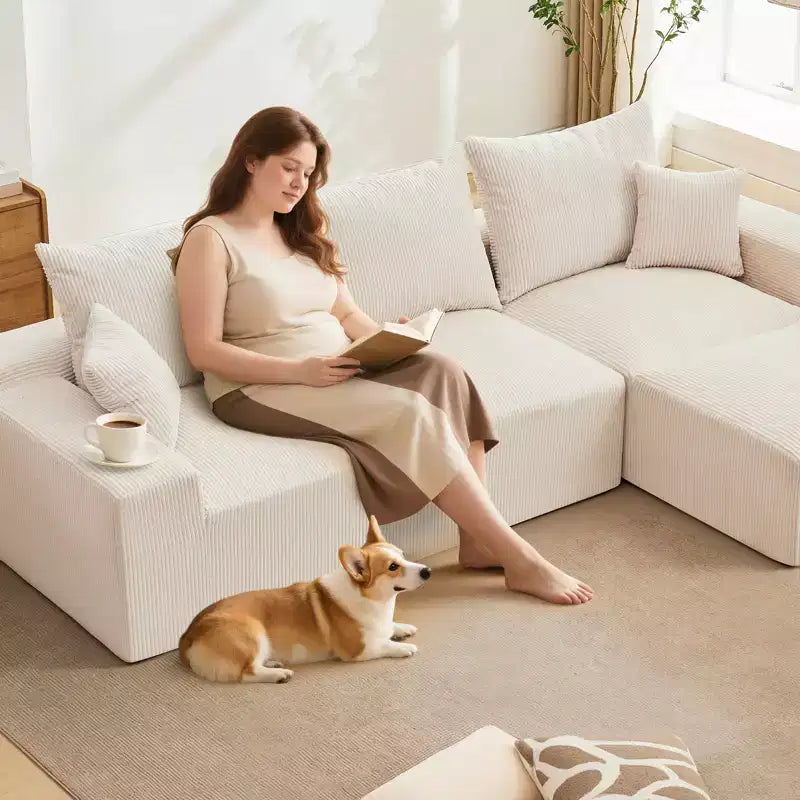 110'' Modular Sectional Sofa  L-Shaped Cloud Couch with Chaise, Deep Seat Chenille Sofa, No Assembly