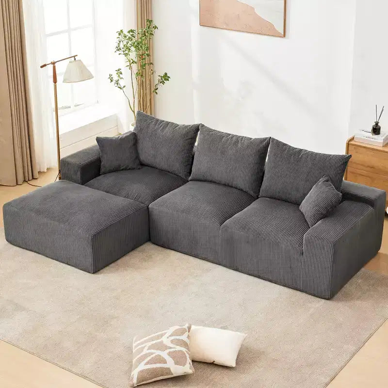 110'' Modular Sectional Sofa  L-Shaped Cloud Couch with Chaise, Deep Seat Chenille Sofa, No Assembly