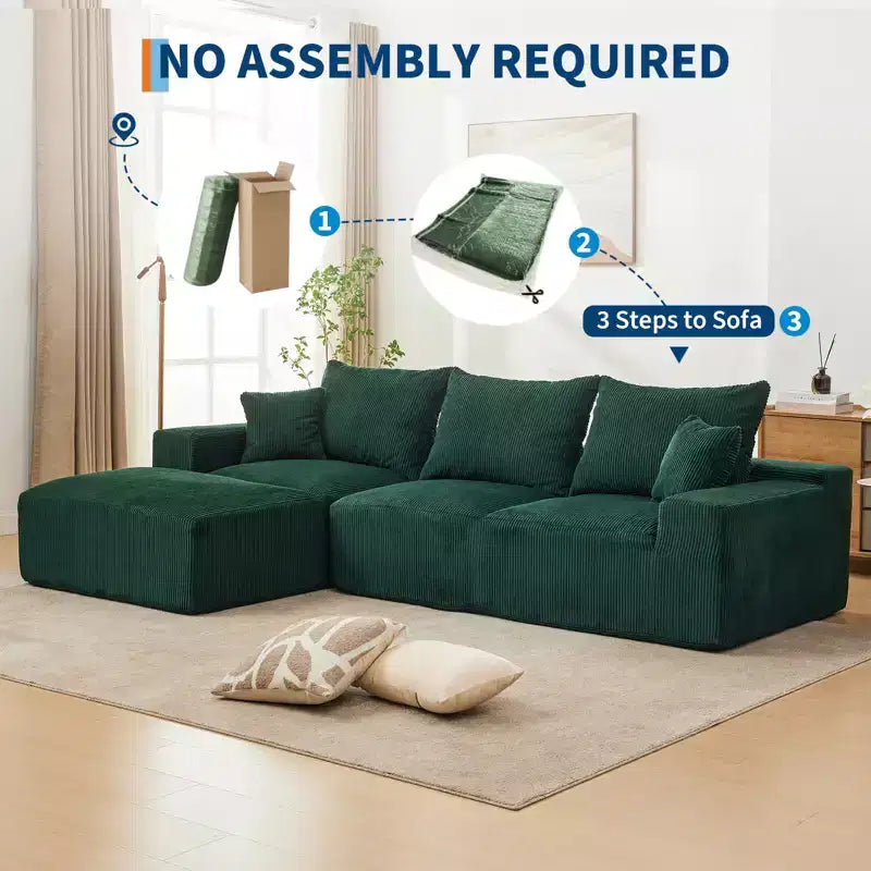 110'' Modular Sectional Sofa  L-Shaped Cloud Couch with Chaise, Deep Seat Chenille Sofa, No Assembly