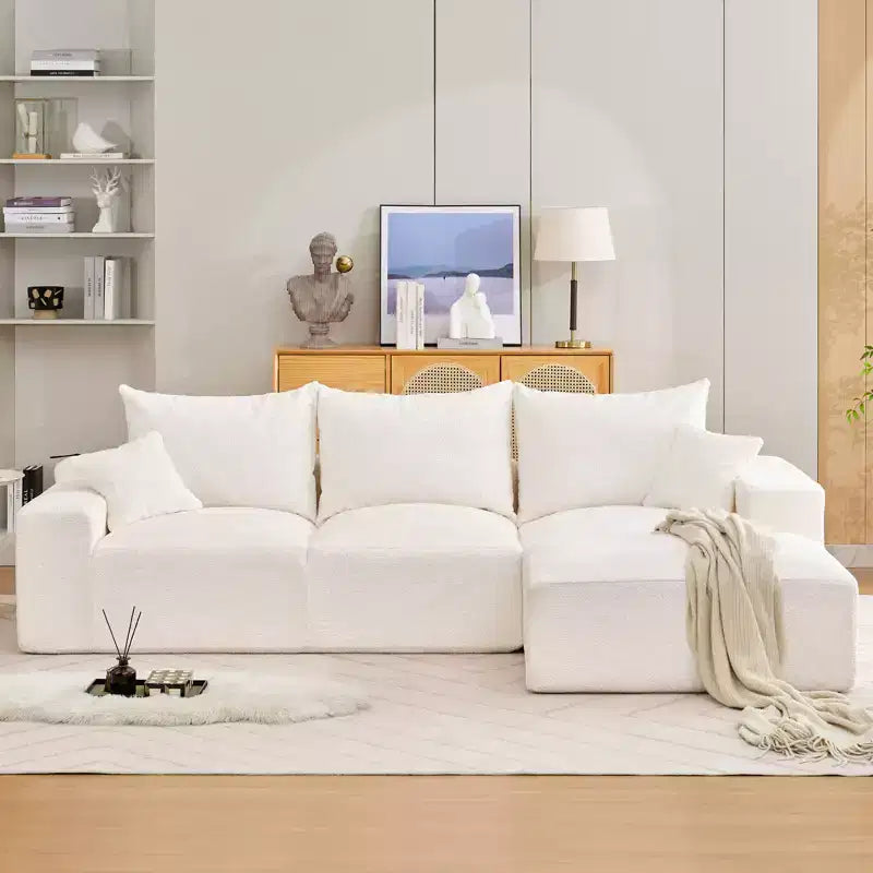 Canapé modulable 279 cm en forme de L avec méridienne, canapé nuage en chenille avec assise profonde, aucun assemblage requis