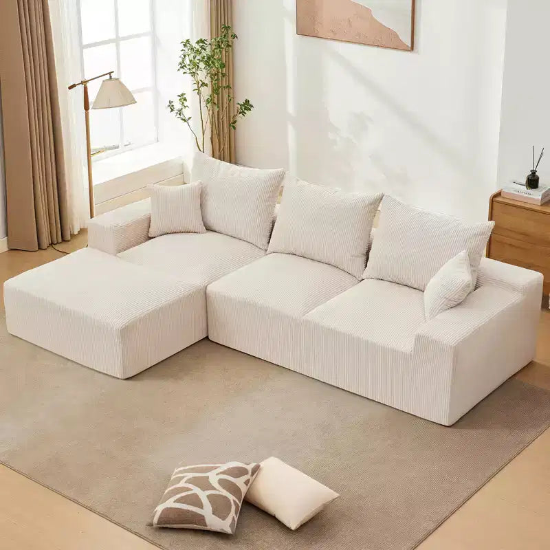Canapé modulable 279 cm en forme de L avec méridienne, canapé nuage en chenille avec assise profonde, aucun assemblage requis