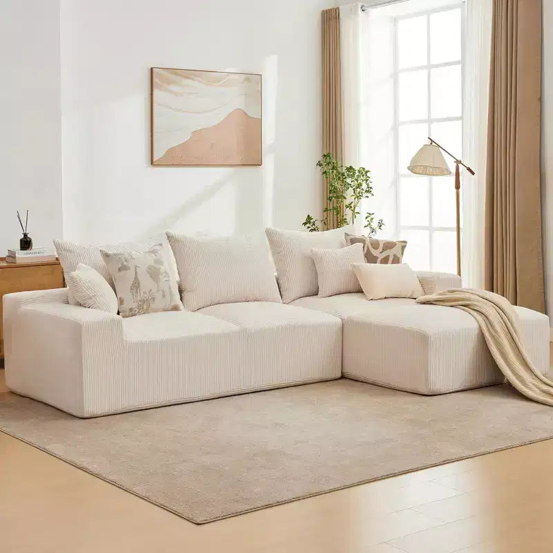 Canapé modulable 279 cm en forme de L avec méridienne, canapé nuage en chenille avec assise profonde, aucun assemblage requis