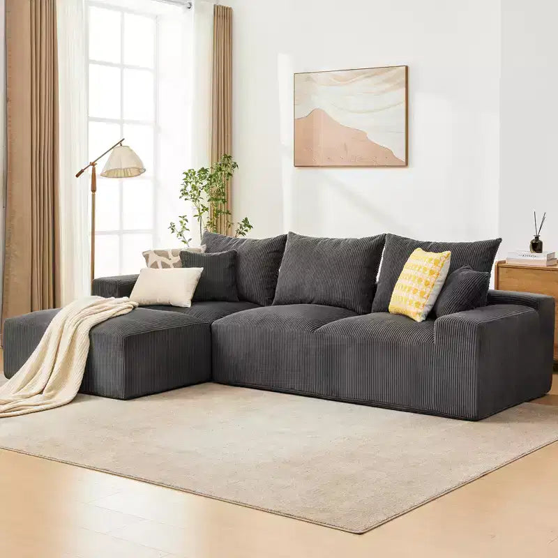 Canapé modulable 279 cm en forme de L avec méridienne, canapé nuage en chenille avec assise profonde, aucun assemblage requis