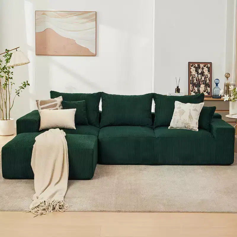 Canapé modulable 279 cm en forme de L avec méridienne, canapé nuage en chenille avec assise profonde, aucun assemblage requis