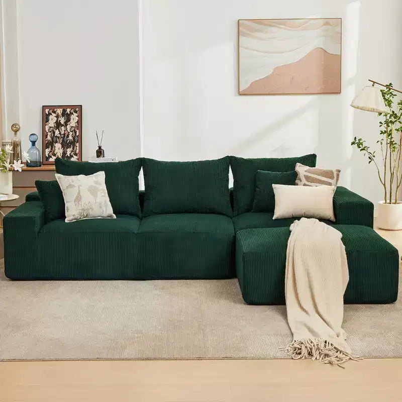Canapé modulable 279 cm en forme de L avec méridienne, canapé nuage en chenille avec assise profonde, aucun assemblage requis