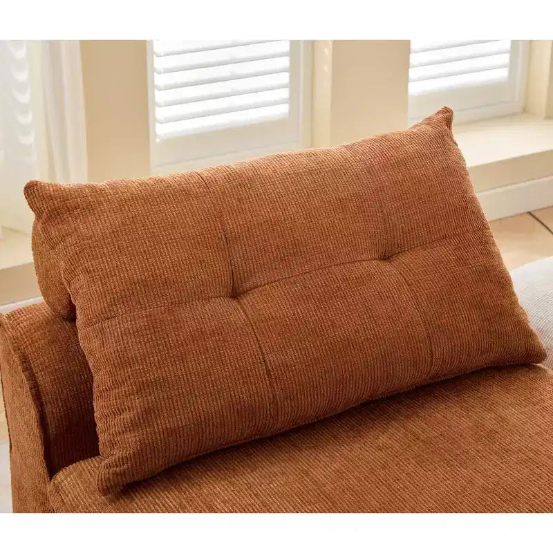 Zeus & Ruta Chenille Armrest-Free Upholstered 2-Seat Lounge Sofa Chair with Neck and Lumbar Pillows