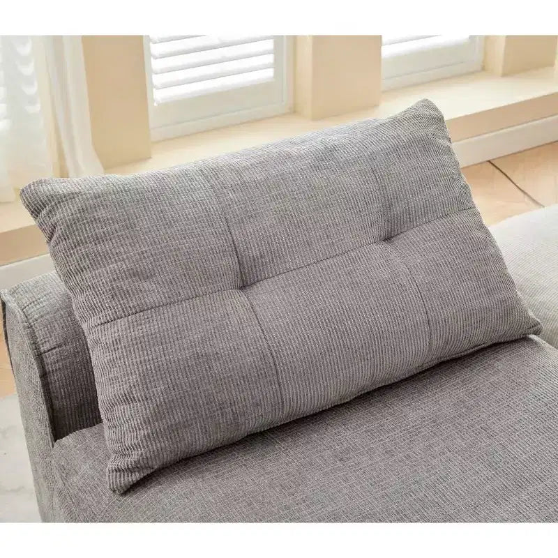 Zeus & Ruta Chenille Armrest-Free Upholstered 2-Seat Lounge Sofa Chair with Neck and Lumbar Pillows