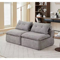Zeus & Ruta Chenille Armrest-Free Upholstered 2-Seat Lounge Sofa Chair with Neck and Lumbar Pillows