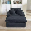 Pexfix 55 In. W Modern Cushioned Corduroy Single Seat Sofa With Pillows and Footrest Lounge Chair for Living Room Bedroom Apartment Office Dark Gray
