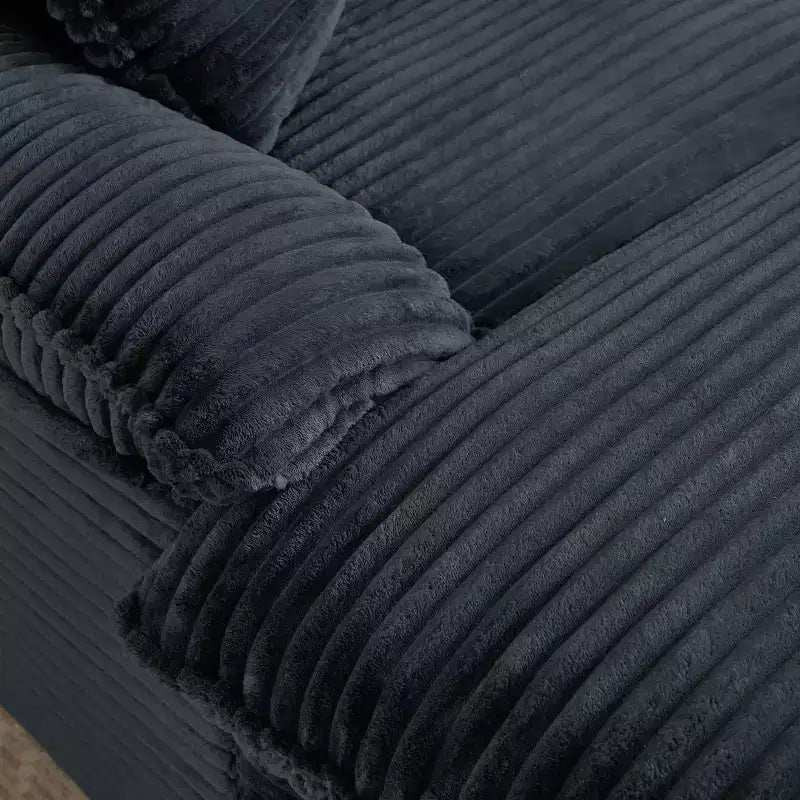 Pexfix 55 In. W Modern Cushioned Corduroy Single Seat Sofa With Pillows and Footrest Lounge Chair for Living Room Bedroom Apartment Office Dark Gray