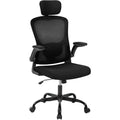 Ergonomic High-Gray Office Chair with Adjustable Headrest & Lumbar Support - Flip-Up Armrest, Rolling Mesh Chair for Home Office, Study, Bedroom