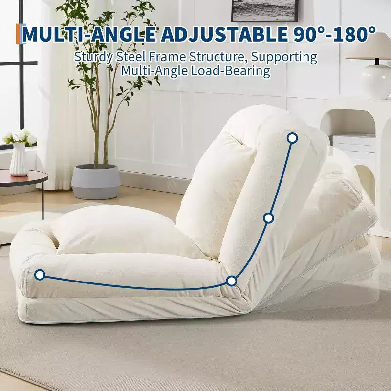 Human Dog Bed for Adult, Comfy Lazy Sofa Bed with 2 Pillows & 5 Adjustable Position, Chenille Upholstered Lounge Chair for Living Room Bedroom
