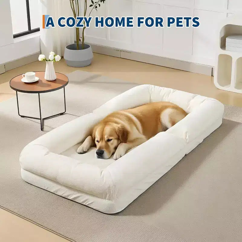 Human Dog Bed for Adult, Comfy Lazy Sofa Bed with 2 Pillows & 5 Adjustable Position, Chenille Upholstered Lounge Chair for Living Room Bedroom