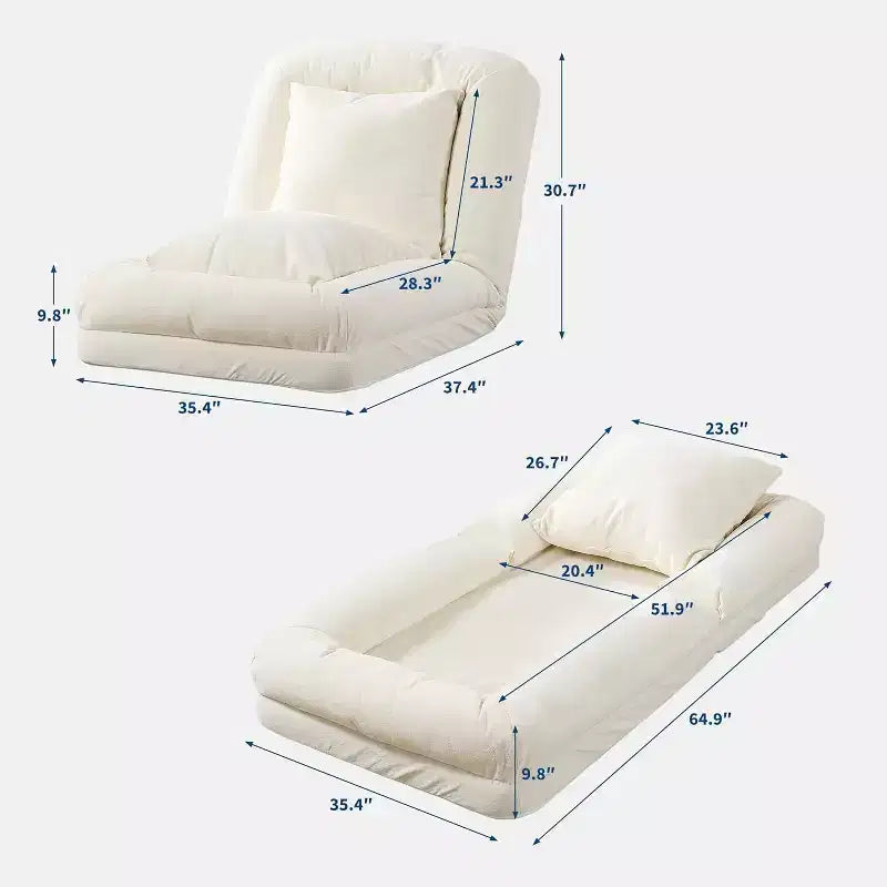 Human Dog Bed for Adult, Comfy Lazy Sofa Bed with 2 Pillows & 5 Adjustable Position, Chenille Upholstered Lounge Chair for Living Room Bedroom
