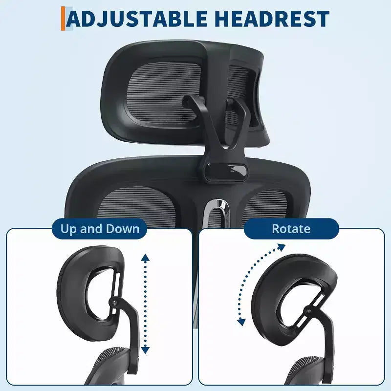 High Back Ergonomic Office Chair with Mesh Back, Retractable Footrest, Adjustable Headrest & Lumbar Support  Computer Desk Chair with Wheels