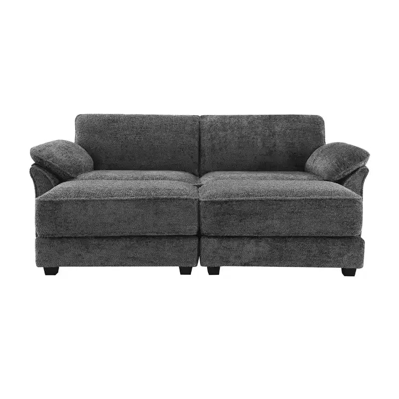 4 Seat Modular Convertible Sectional Sofa Set, Upholstered Sleeper Corner Couch, Deep-Seat Loveseat with Ottoman for Living Room, Office, Apartment
