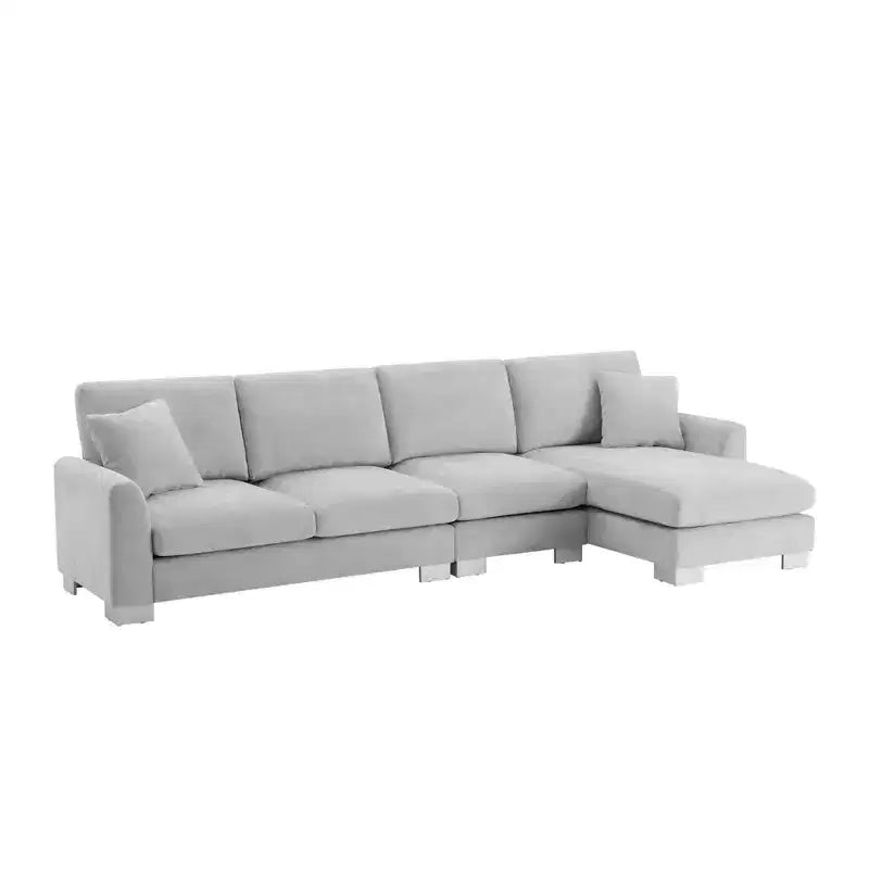 Juego de sofá seccional modular convertible de 4 plazas, sofá esquinero tapizado, diván de asiento profundo con otomana para sala de estar, oficina, apartamento