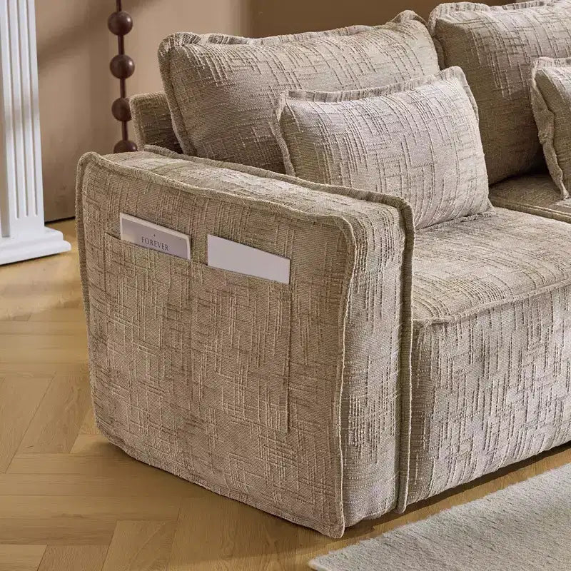 Karl Home |110 in. W Square Arm Chenille 3-Seat L-shaped Boneless Sofa in Gray with Ottoman