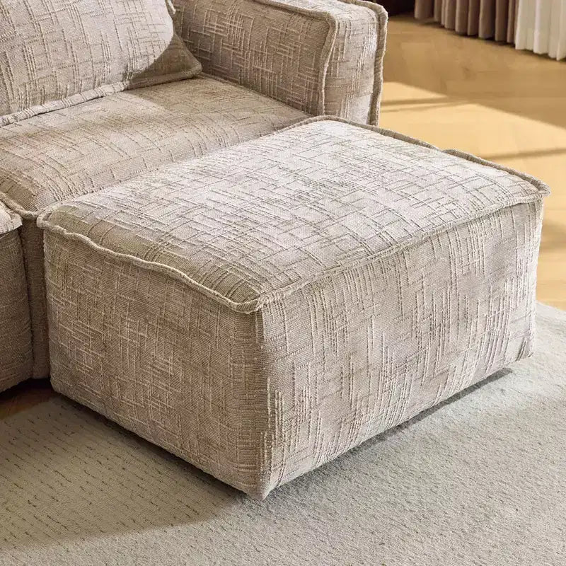 Karl Home |110 in. W Square Arm Chenille 3-Seat L-shaped Boneless Sofa in Gray with Ottoman