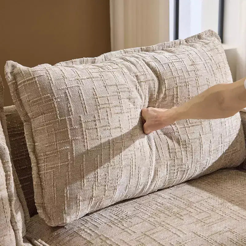 Karl Home |110 in. W Square Arm Chenille 3-Seat L-shaped Boneless Sofa in Gray with Ottoman