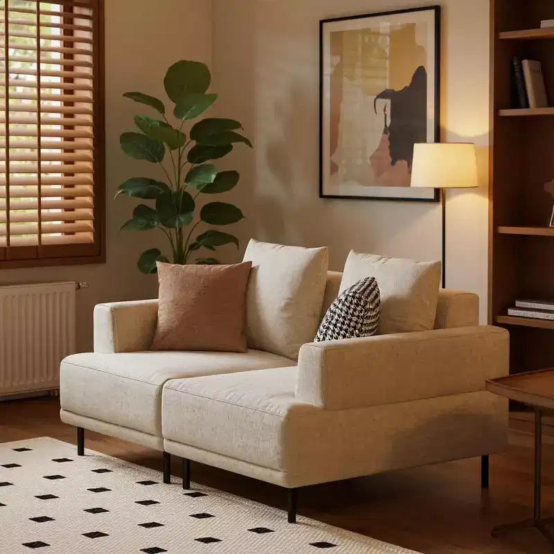 Gaoyangjiaju Modular Sectional Sofa 66.1 Wide Mid-Century Modern Fabric Couch with Cozy Seating, Suitable for Living Room - Beige