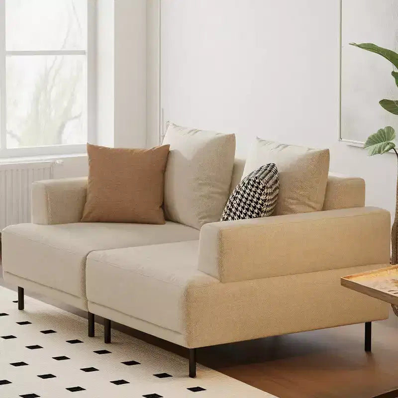 Gaoyangjiaju Modular Sectional Sofa 66.1 Wide Mid-Century Modern Fabric Couch with Cozy Seating, Suitable for Living Room - Beige