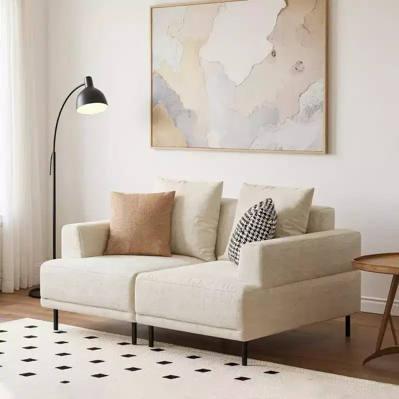 Gaoyangjiaju Modular Sectional Sofa 66.1 Wide Mid-Century Modern Fabric Couch with Cozy Seating, Suitable for Living Room - Beige