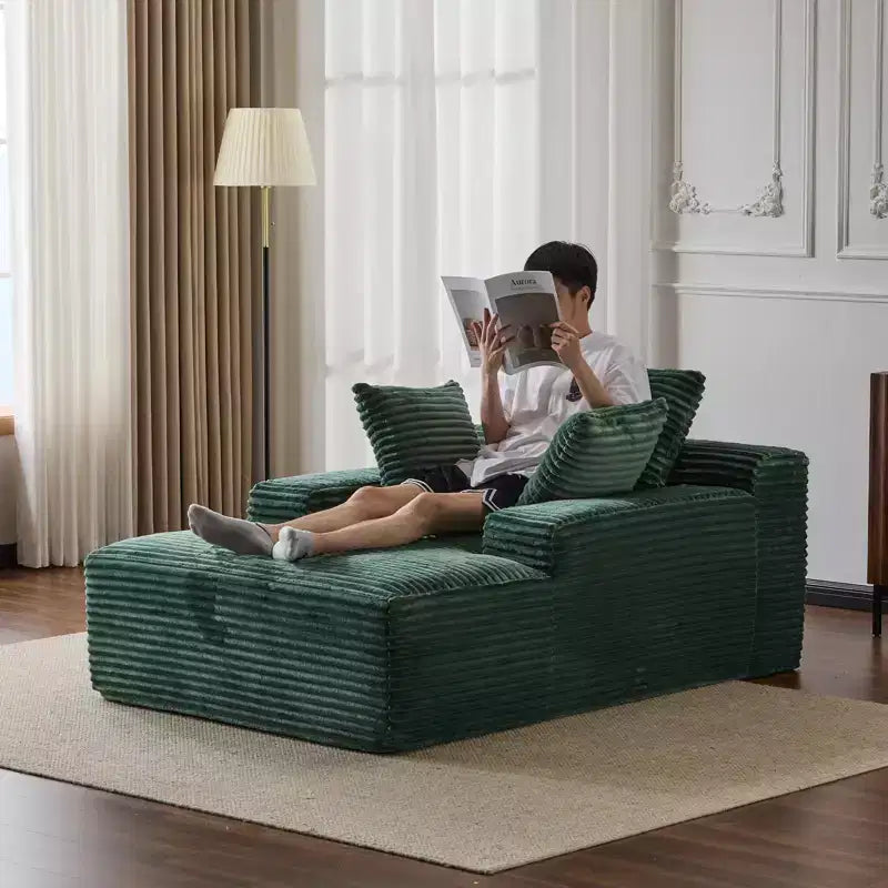 Okak Modern Oversized Chaise Lounge Sleeper Sofa Bed with Armrest & Throw Pillows,Upholstered Deep Seat Futon Sofa Couch for Living Room