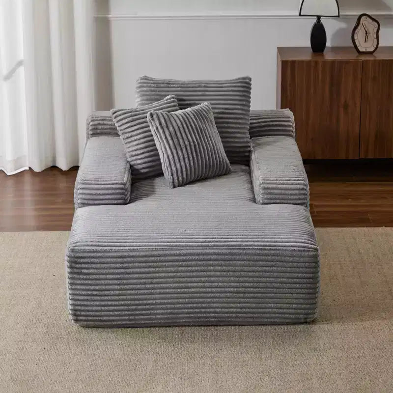Okak Modern Oversized Chaise Lounge Sleeper Sofa Bed with Armrest & Throw Pillows,Upholstered Deep Seat Futon Sofa Couch for Living Room