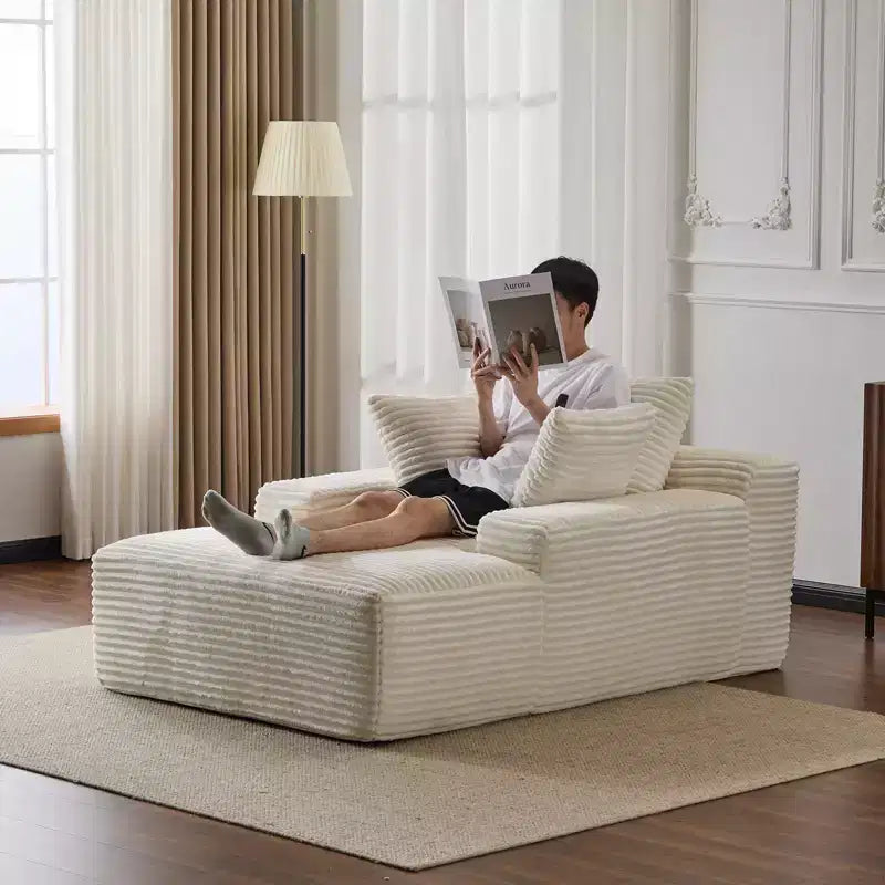 Okak Modern Oversized Chaise Lounge Sleeper Sofa Bed with Armrest & Throw Pillows,Upholstered Deep Seat Futon Sofa Couch for Living Room