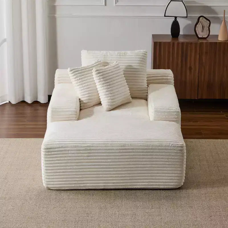 Okak Modern Oversized Chaise Lounge Sleeper Sofa Bed with Armrest & Throw Pillows,Upholstered Deep Seat Futon Sofa Couch for Living Room