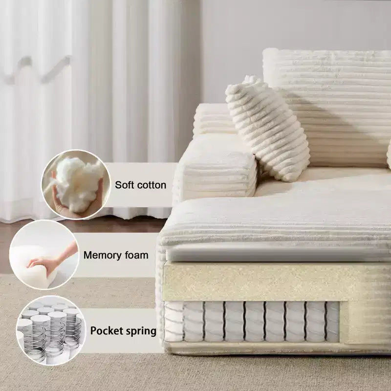Okak Modern Oversized Chaise Lounge Sleeper Sofa Bed with Armrest & Throw Pillows,Upholstered Deep Seat Futon Sofa Couch for Living Room
