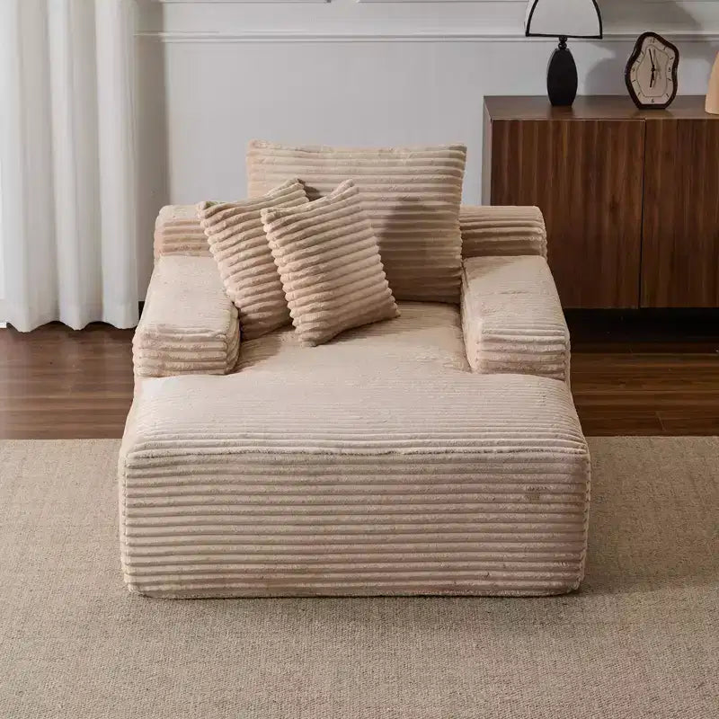 Okak Modern Oversized Chaise Lounge Sleeper Sofa Bed with Armrest & Throw Pillows,Upholstered Deep Seat Futon Sofa Couch for Living Room