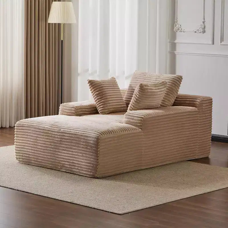 Okak Modern Oversized Chaise Lounge Sleeper Sofa Bed with Armrest & Throw Pillows,Upholstered Deep Seat Futon Sofa Couch for Living Room