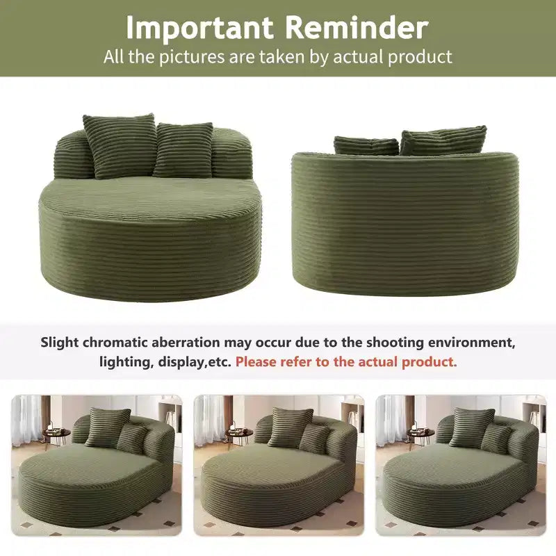 Okak Modern Oval Chaise Lounge Sleeper Sofa Bed with Supportive Pillows,Upholstered Deep Seat Futon Sofa Couch for Living Room