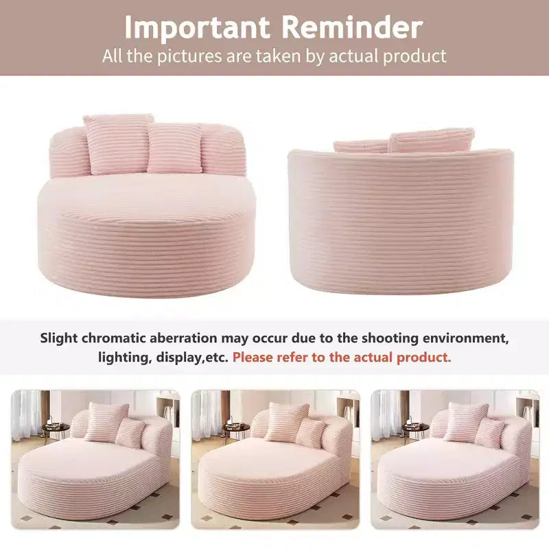 Okak Modern Oval Chaise Lounge Sleeper Sofa Bed with Supportive Pillows,Upholstered Deep Seat Futon Sofa Couch for Living Room