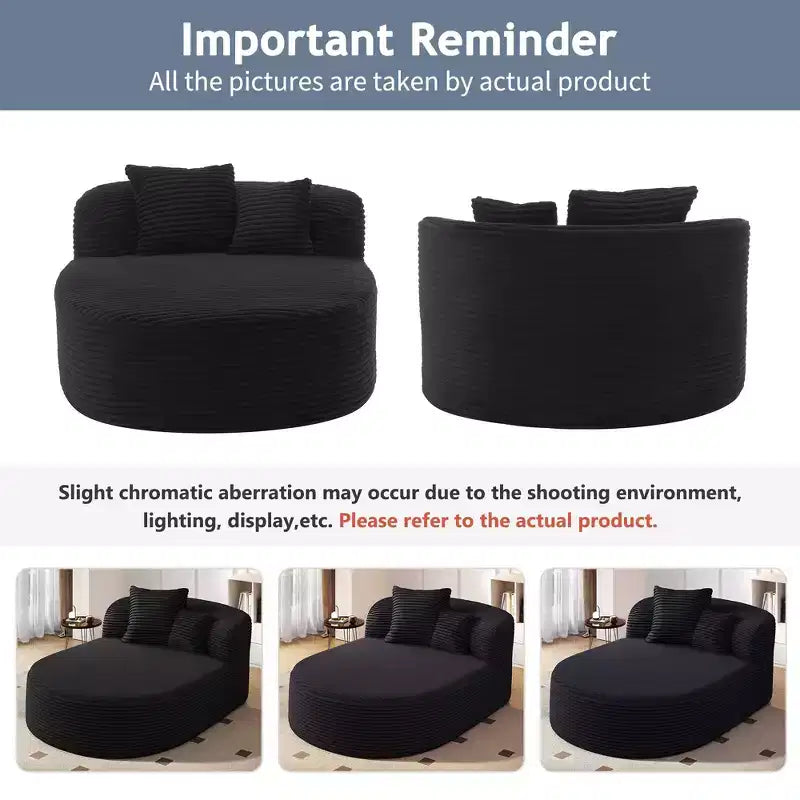 Okak Modern Oval Chaise Lounge Sleeper Sofa Bed with Supportive Pillows,Upholstered Deep Seat Futon Sofa Couch for Living Room