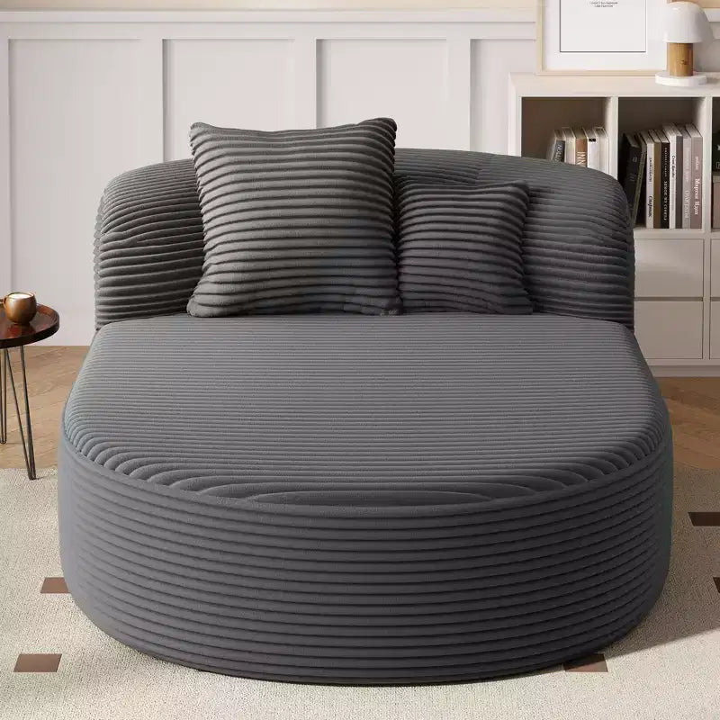 Okak Modern Oval Chaise Lounge Sleeper Sofa Bed with Supportive Pillows,Upholstered Deep Seat Futon Sofa Couch for Living Room