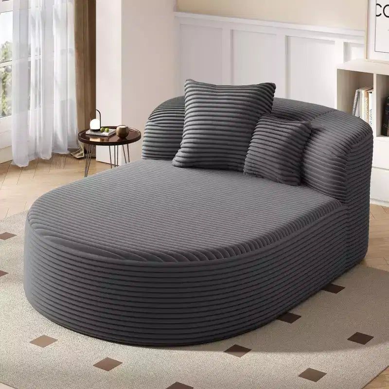 Canapé-lit de repos ovale moderne Okak avec oreillers de soutien, canapé-futon rembourré à assise profonde pour le salon