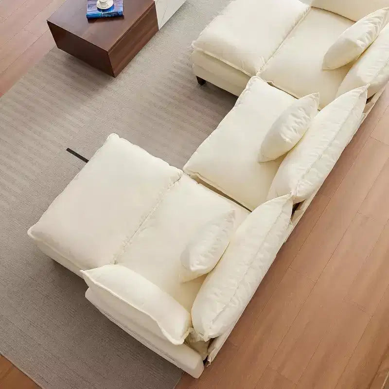 112''L-Shaped Modern Sofa Modular Combination Cloud Sofa with Ottoman 3-Seater Chenille Combo Set with 1 Footstool for Home