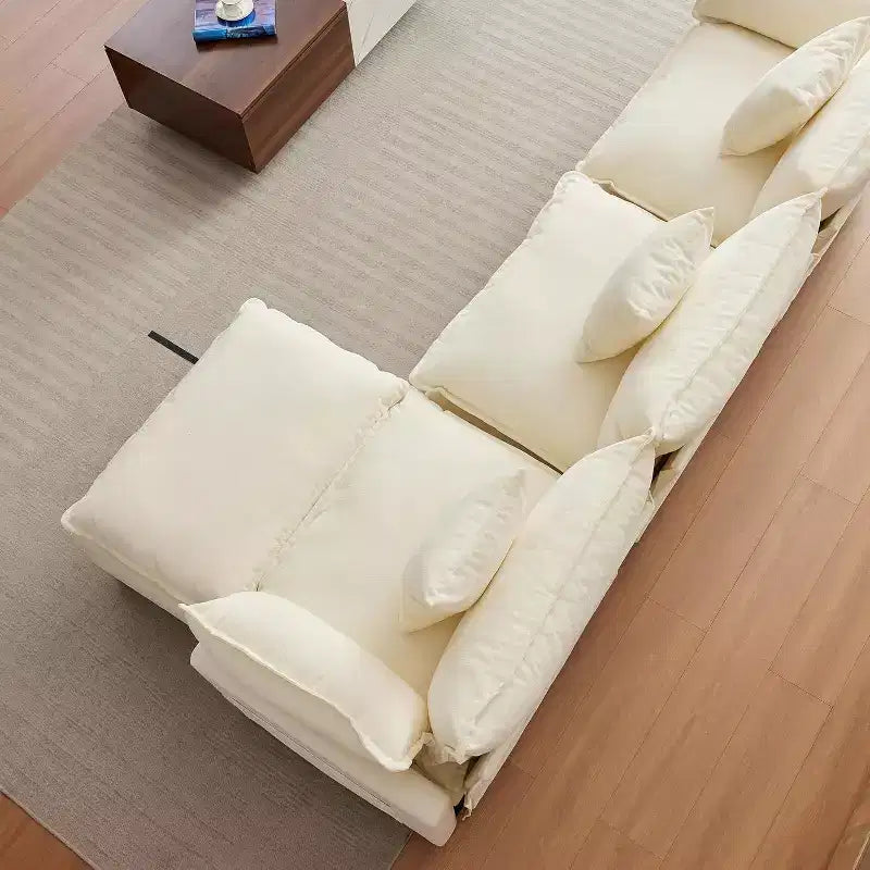 112''L-Shaped Modern Sofa Modular Combination Cloud Sofa with Ottoman 3-Seater Chenille Combo Set with 1 Footstool for Home