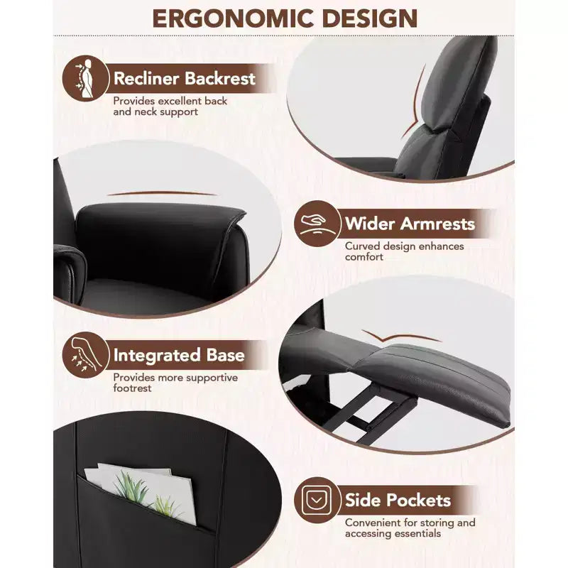 Electric Recliner Chair for Living Room, Recliner Chair with Remote Control and Side Pockets
