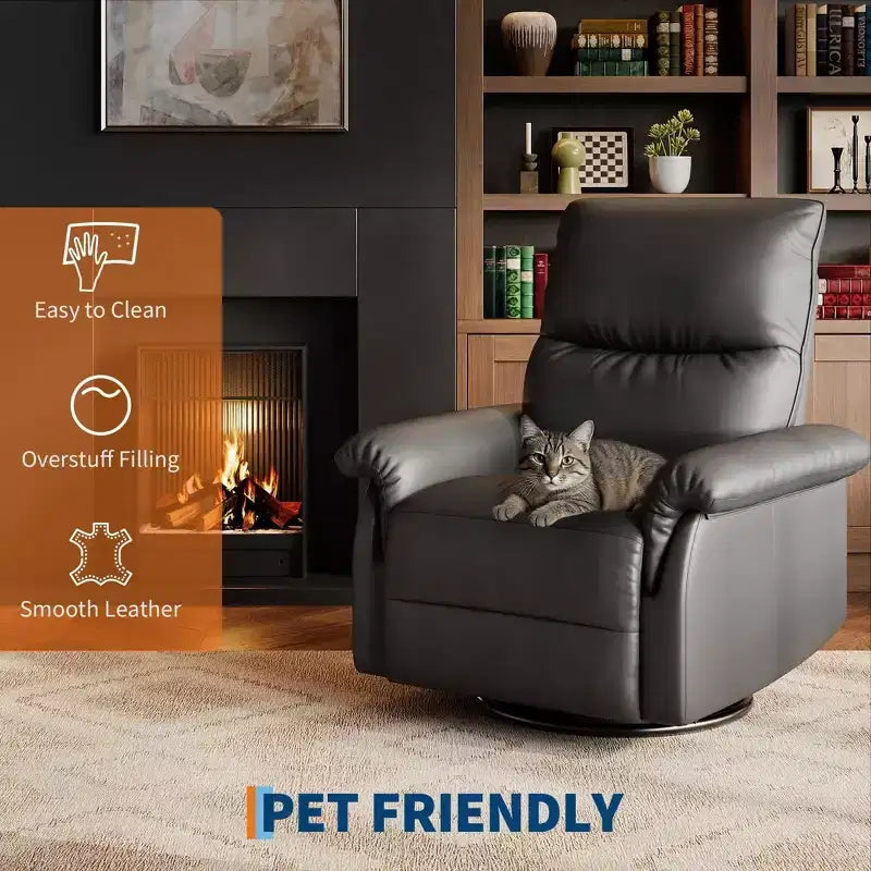 Coolmee Manual Recliner Sofa Chair, 360 Degree Swivel Rocker Glider Recliner with Padded Armrests, Upholstered Reclining Chair for Living Room
