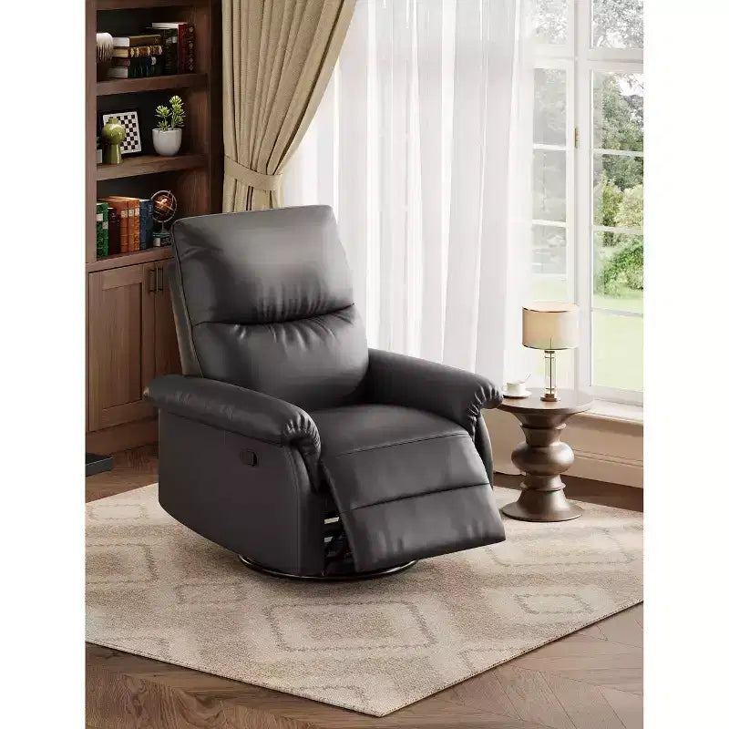 Coolmee Manual Recliner Sofa Chair, 360 Degree Swivel Rocker Glider Recliner with Padded Armrests, Upholstered Reclining Chair for Living Room