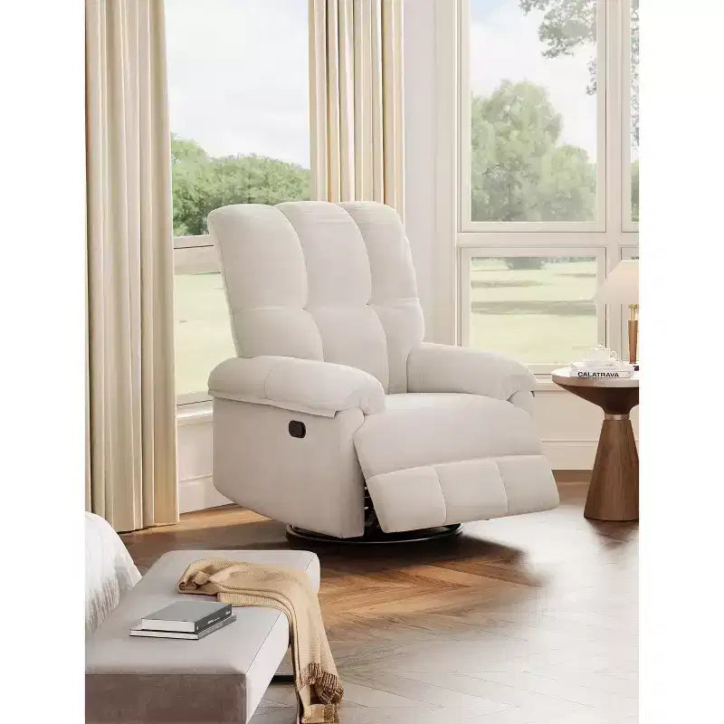 Coolmee Manual Recliner Sofa Chair, 360 Degree Swivel Rocker Glider Recliner with Padded Armrests, Upholstered Reclining Chair for Living Room