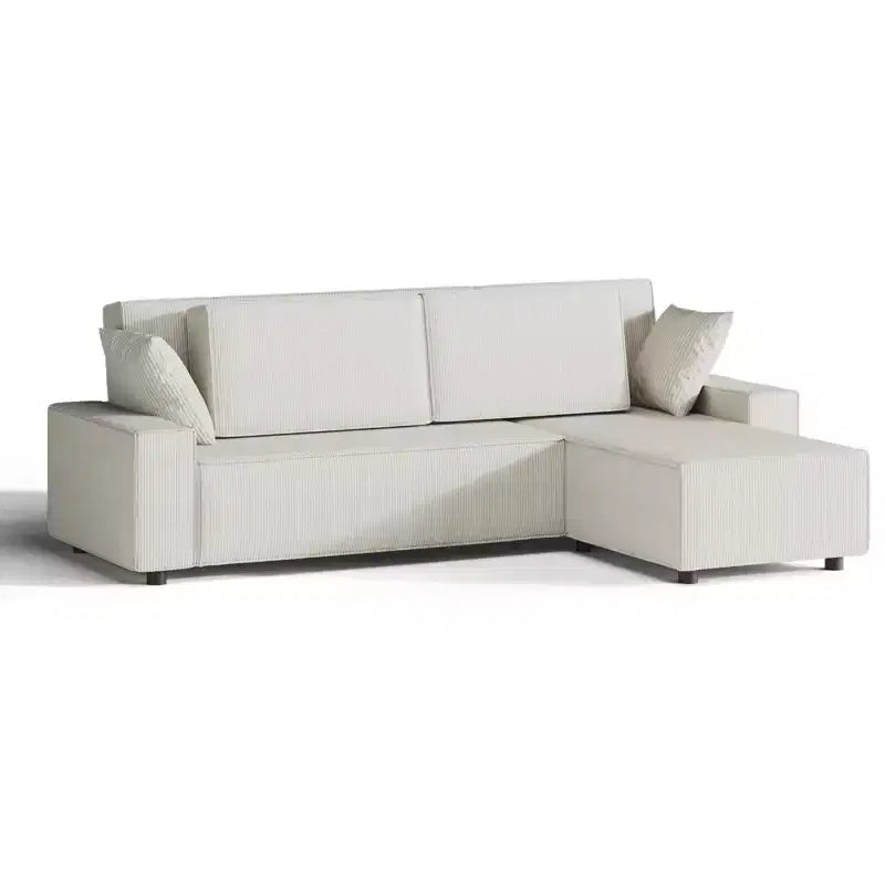 L Shaped 95 Modern Large Stripe Corduroy Sectional Sofa Couch with Side Chaise and Deep Chaise for Living Room, Apartment