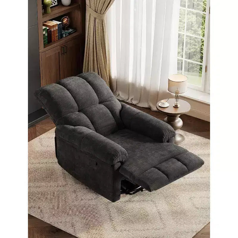 360 Swivel Chenille Recliner - Manual Glider Chair w/ Padded Armrests for Living Room & Nursery