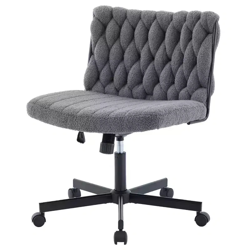 Desk Chair, Criss Cross Chair with Rocking Function & Adjustable Height, Comfy Swivel Armless Chair, 300lbs Capacity Cross Legged Rolling Chair